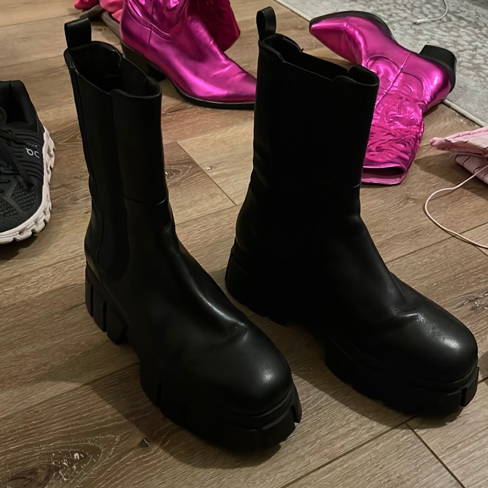 Tall over the ankle asos black boots. Size 9.